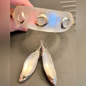 Alexis Bittar White and Silver Lucite Set